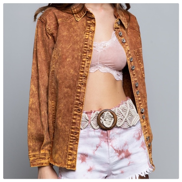 POL Vintage Wash Denim Twill Jacket - Picture 2 of 14